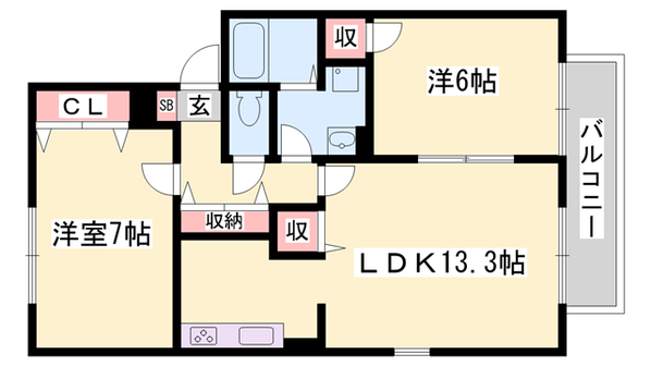 ウィンディーヒルズB棟の物件間取画像